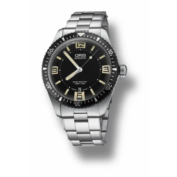 Oris Divers Sixty Five Stainless Steel bracelet with black dial